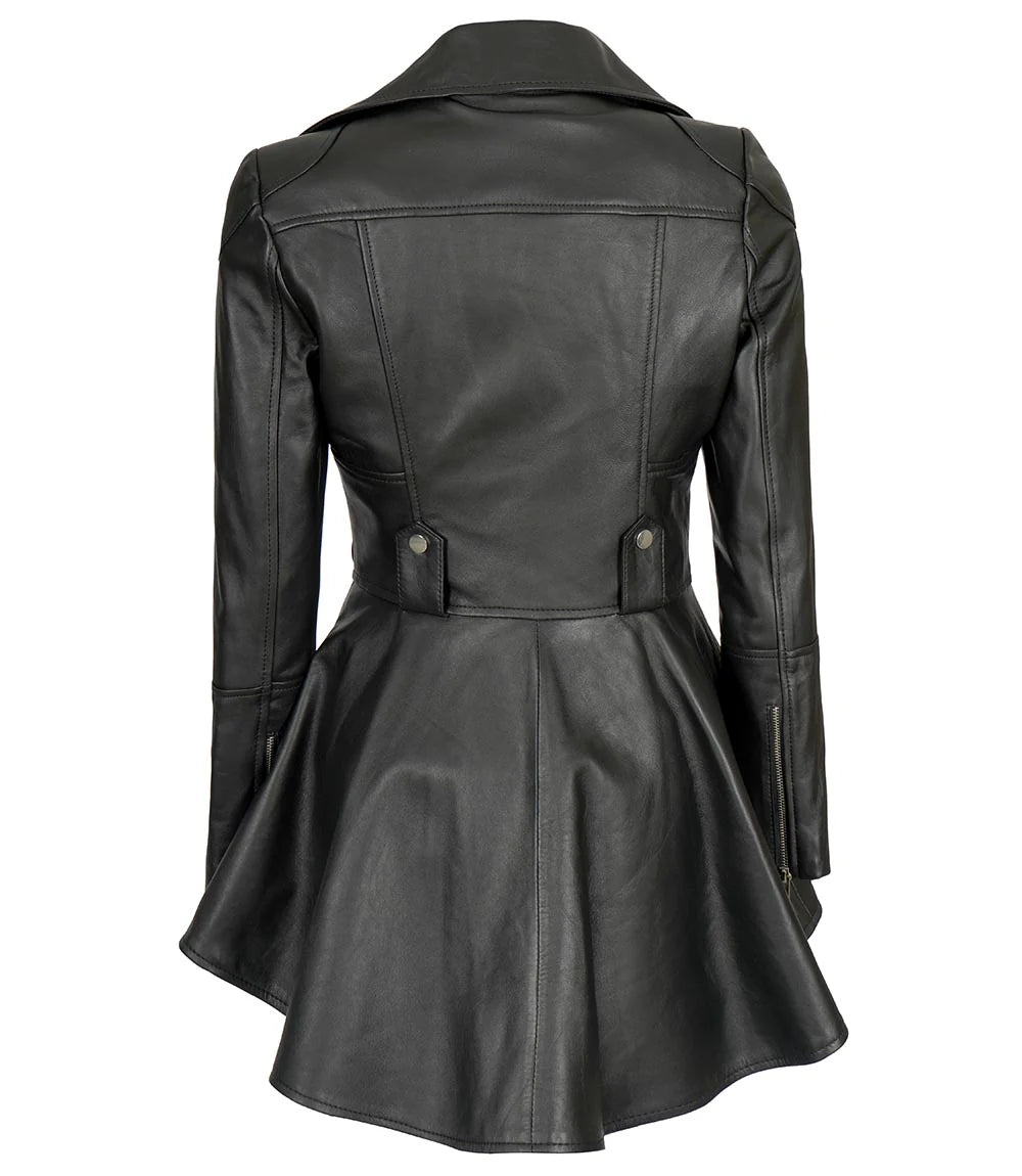 Gonzalez Women Black Peplum Leather Jacket