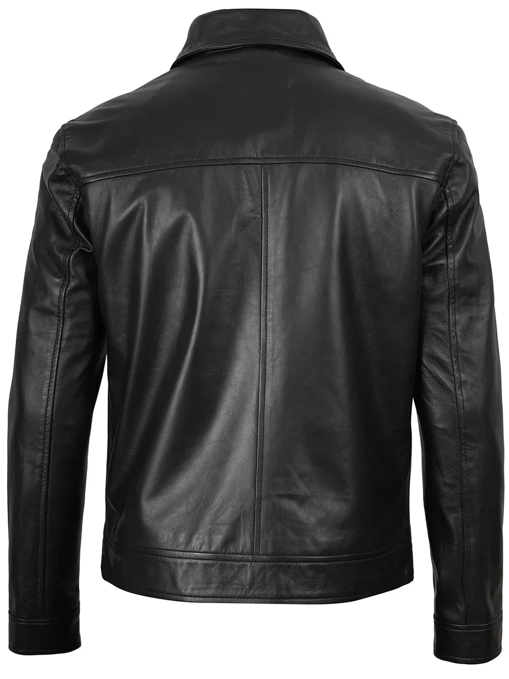 Men Classic Harrington Black Real Leather Jacket