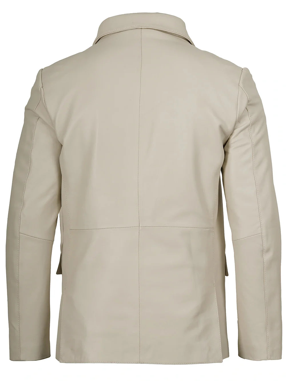 Men's Two Buttons Off White Leather Blazer