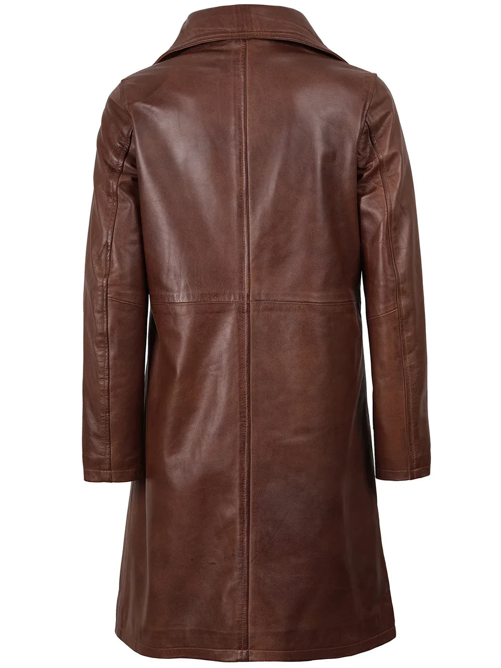 Women's Cognac Brown Real Leather 3/4 Length Coat