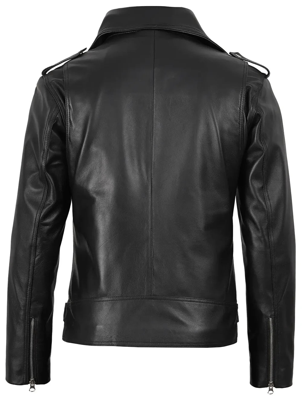 Men's Black Asymmetrical Belted Leather Biker Style Jacket