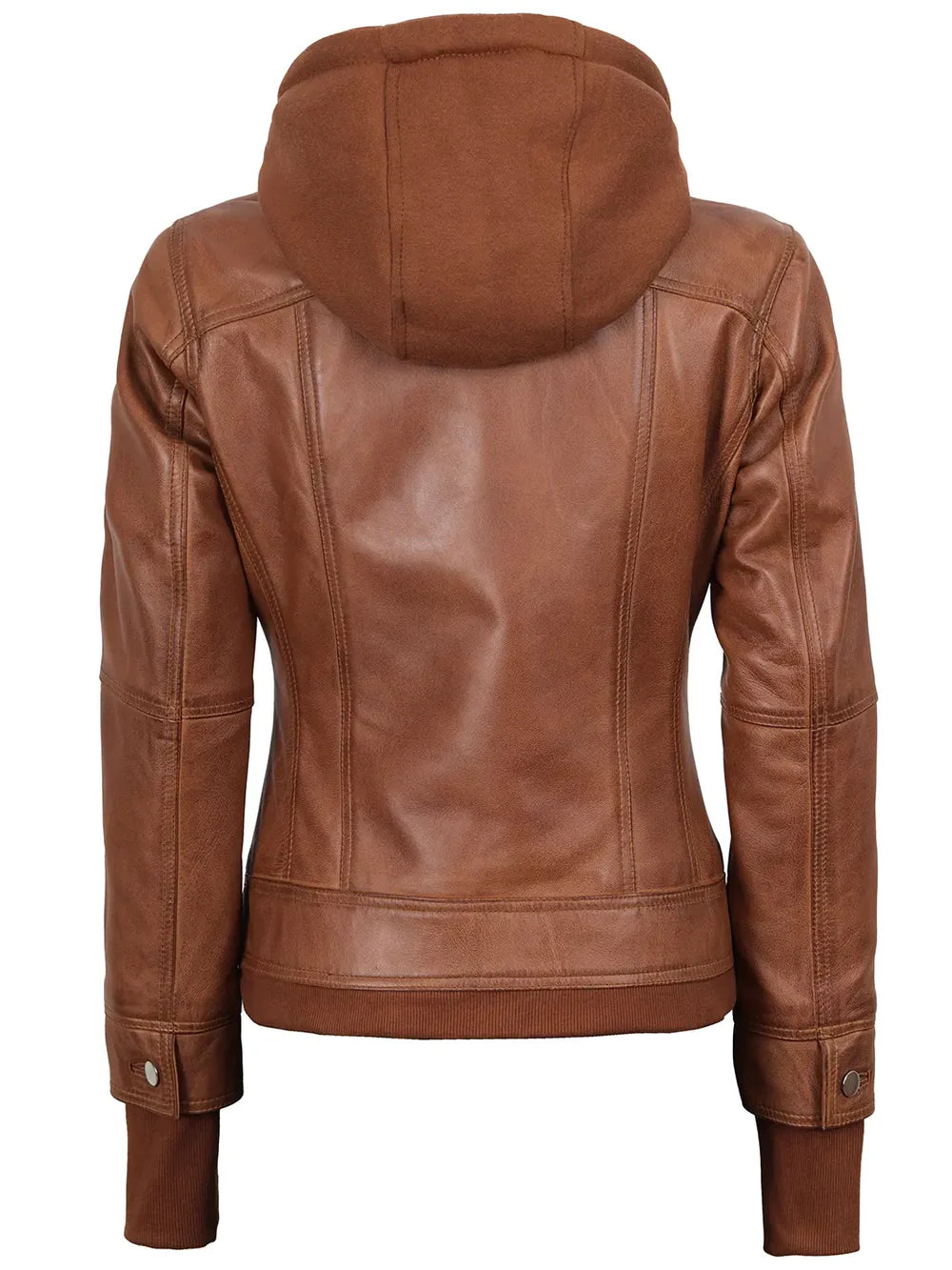 Tralee Womens Tan Wax Bomber Leather Jacket With Removable Hood