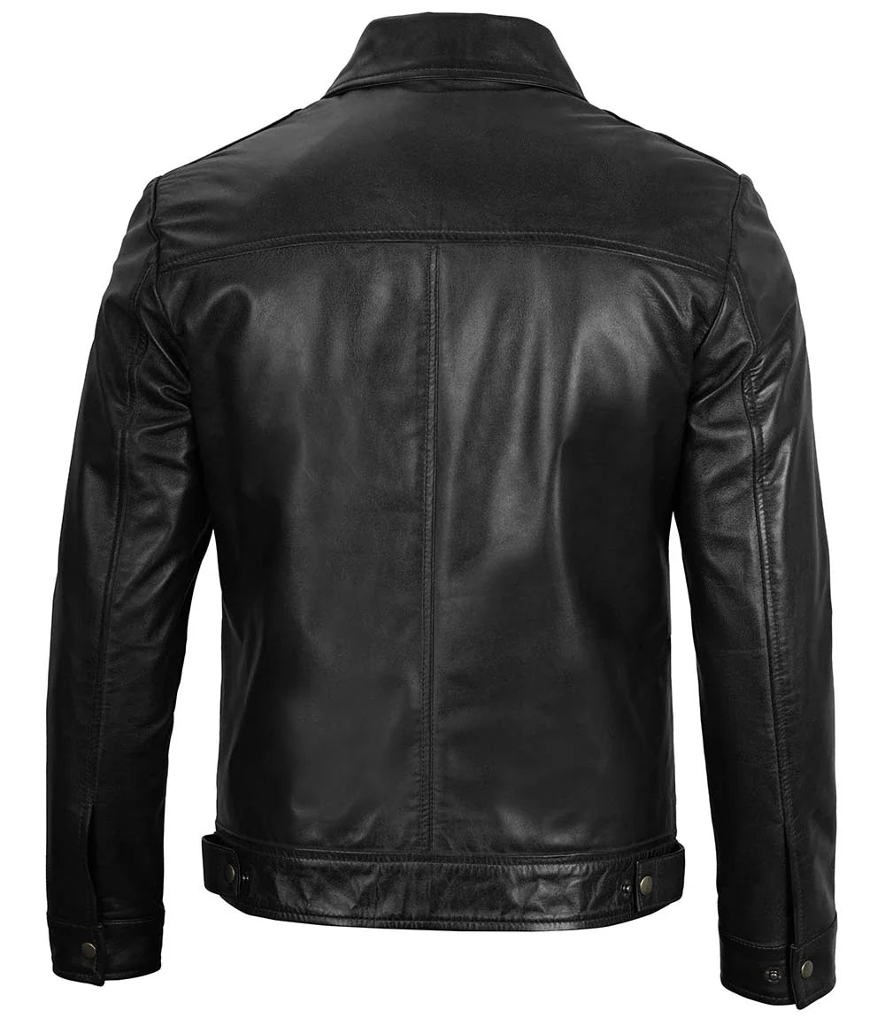 Real Leather Men's Black Harrington Classic Jacket