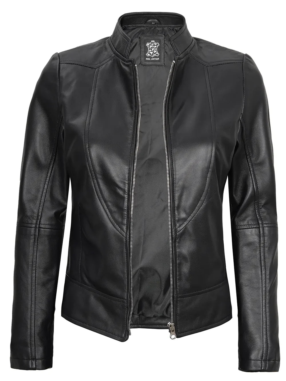 Amy Women's Black Cafe Racer Leather Jacket