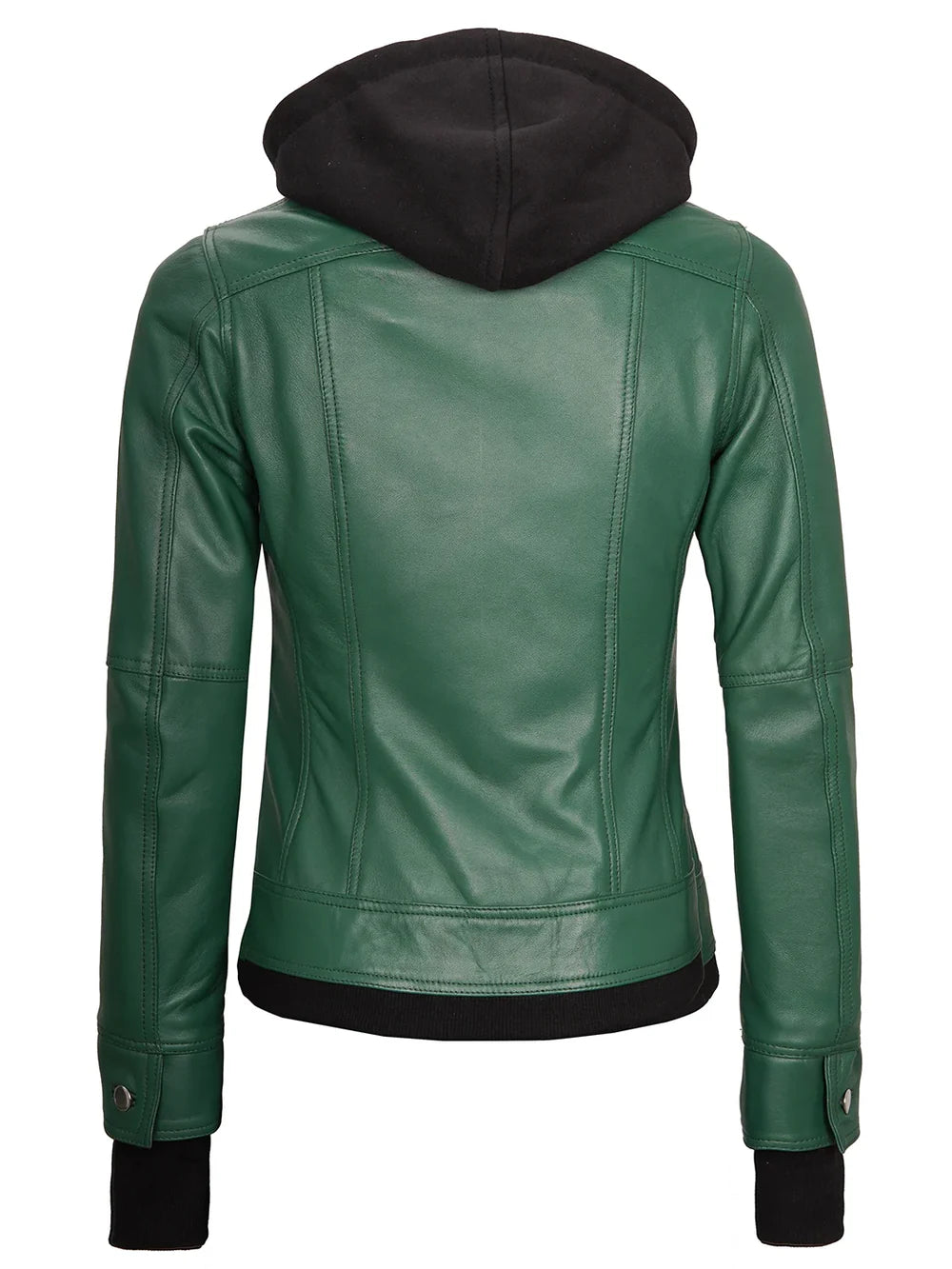 Tralee Women's Green Real Leather Jacket with Hood