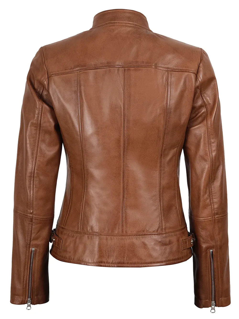 Amy Womens Cafe Racer Tan Brown Real Leather Jacket