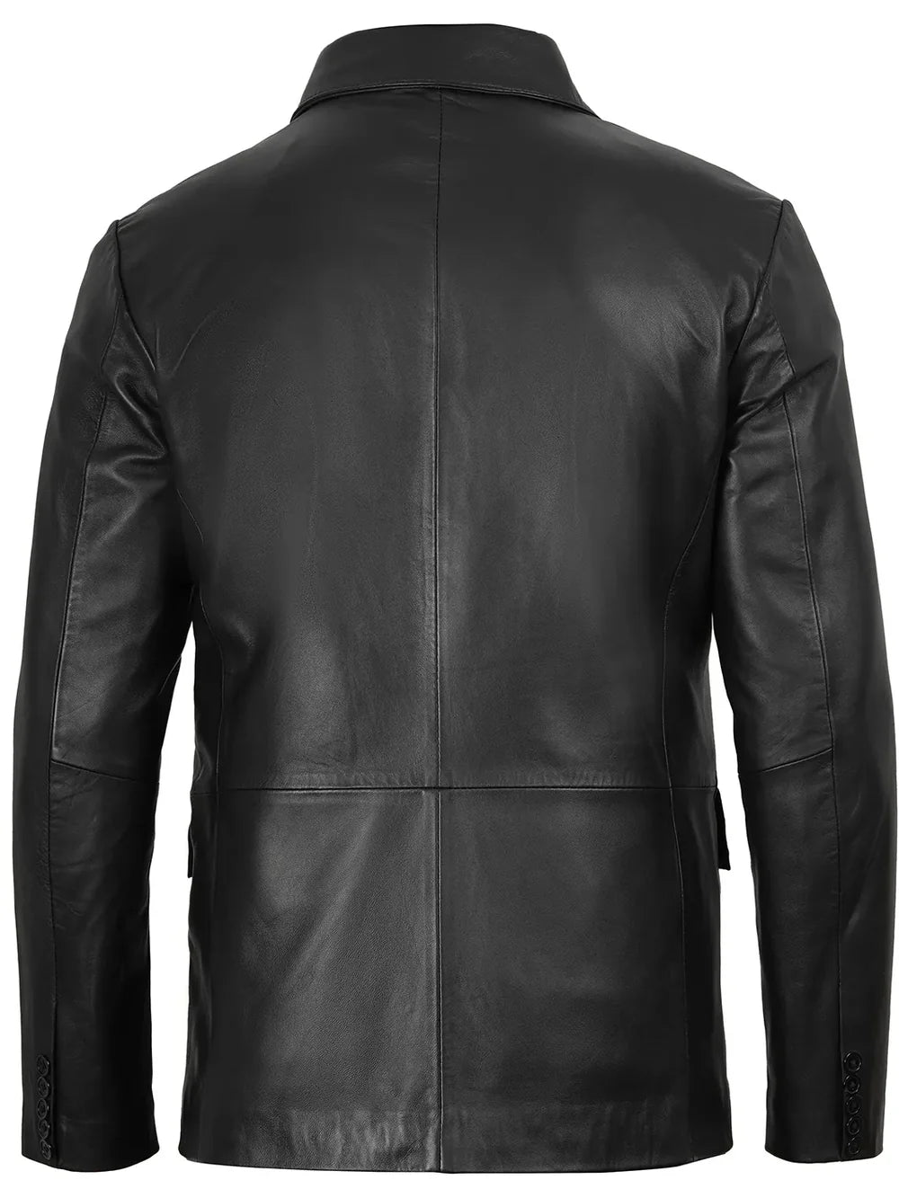 Men's Two Button Black Leather Blazer