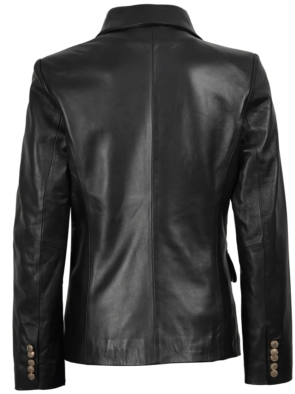 Kim Women's Black Double Breasted Leather Blazer