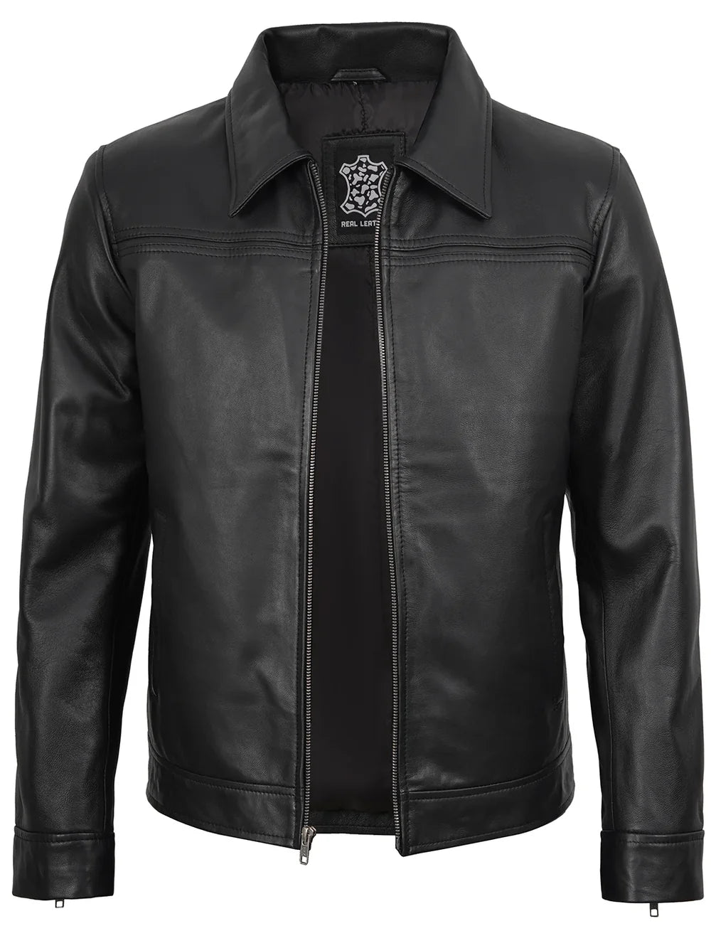 Mark Men's Harrington Black Lambskin Leather Jacket