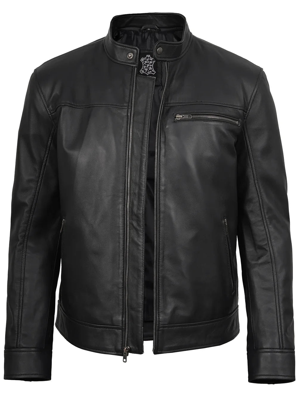 Bickford Men Black Cafe Racer Style Real Leather Jacket