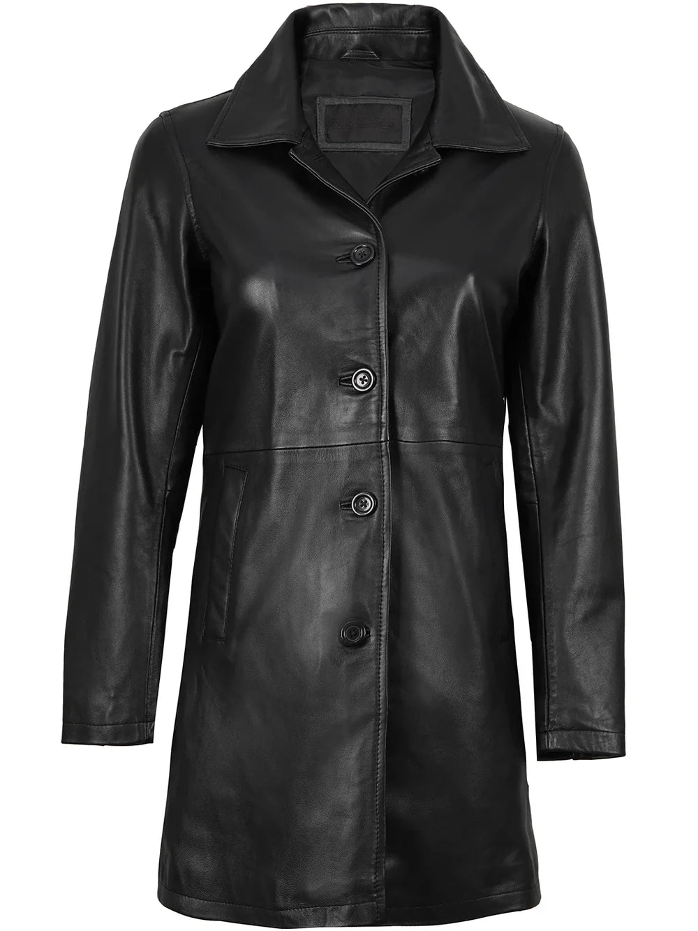 Winchester Womens Black Leather 3 4 Length Car Coat
