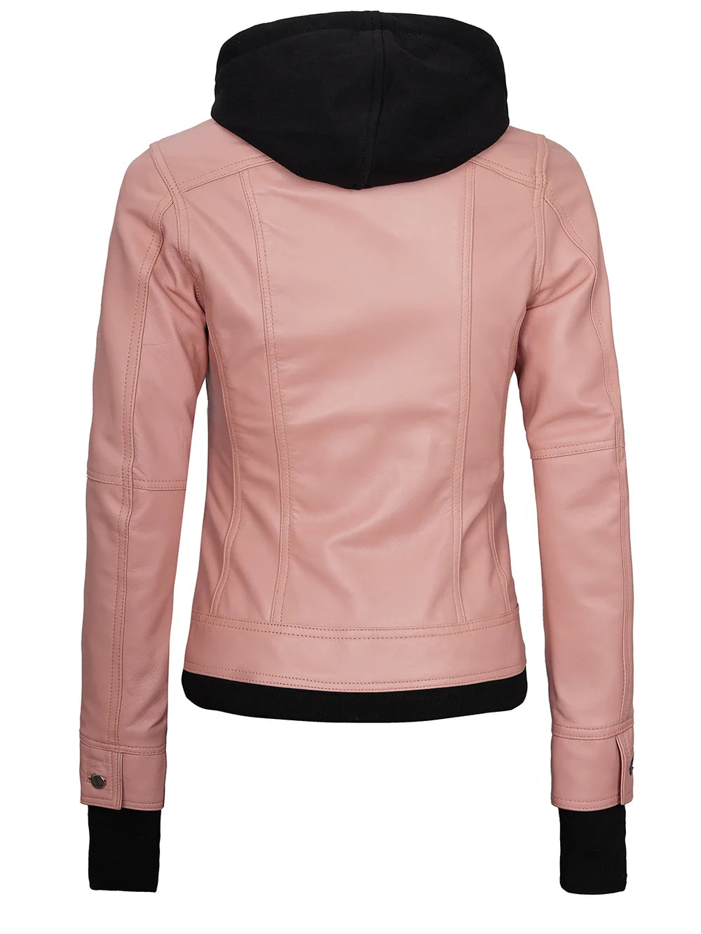 Tralee Women's Pink Leather Biker Style Jacket with Hood