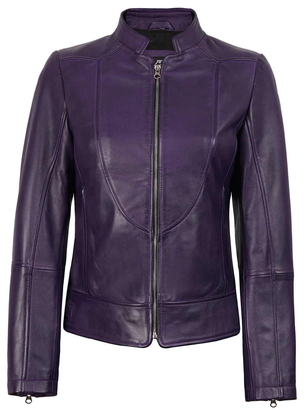 Amy Purple Cafe Racer Style Women's Leather Jacket