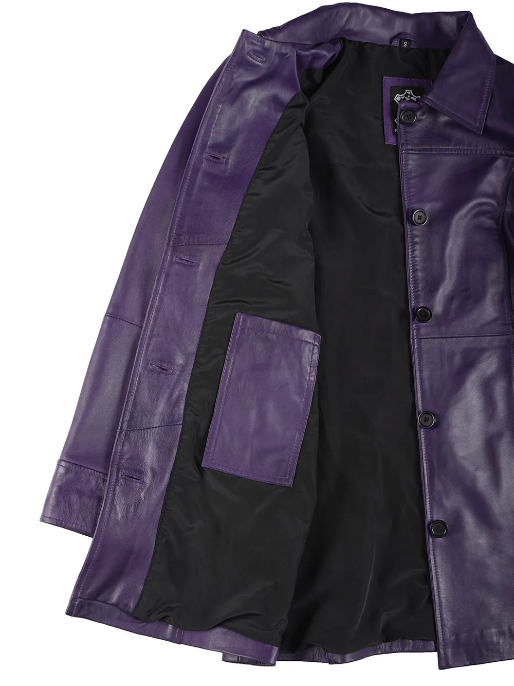Kandis Women's Leather Purple 3/4 Length Car Coat