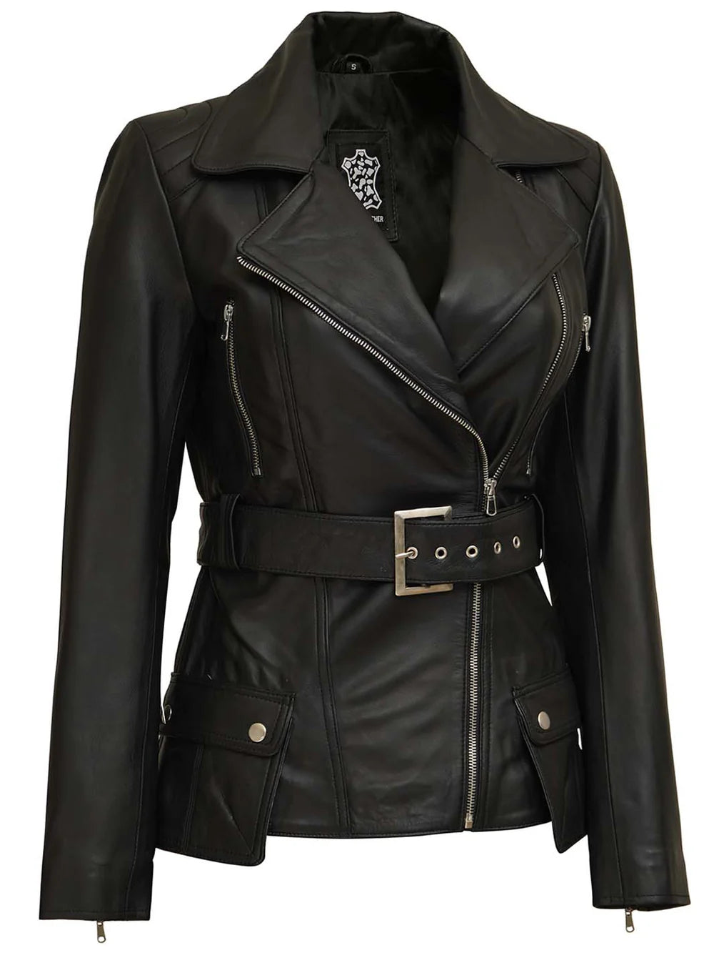 Women's Asymmetrical Black Leather Jacket