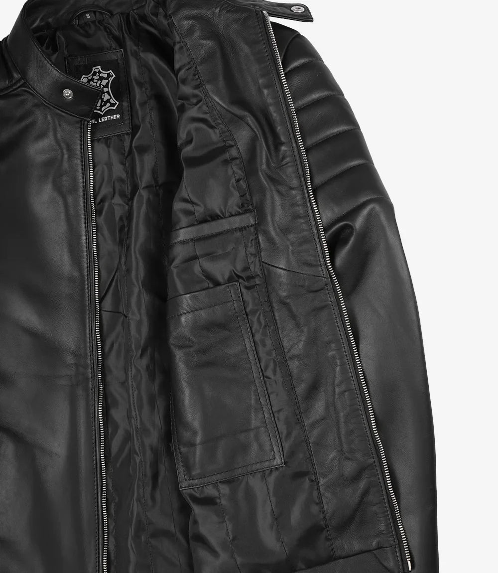 Carrie Men's Black Cafe Racer Style Leather Jacket