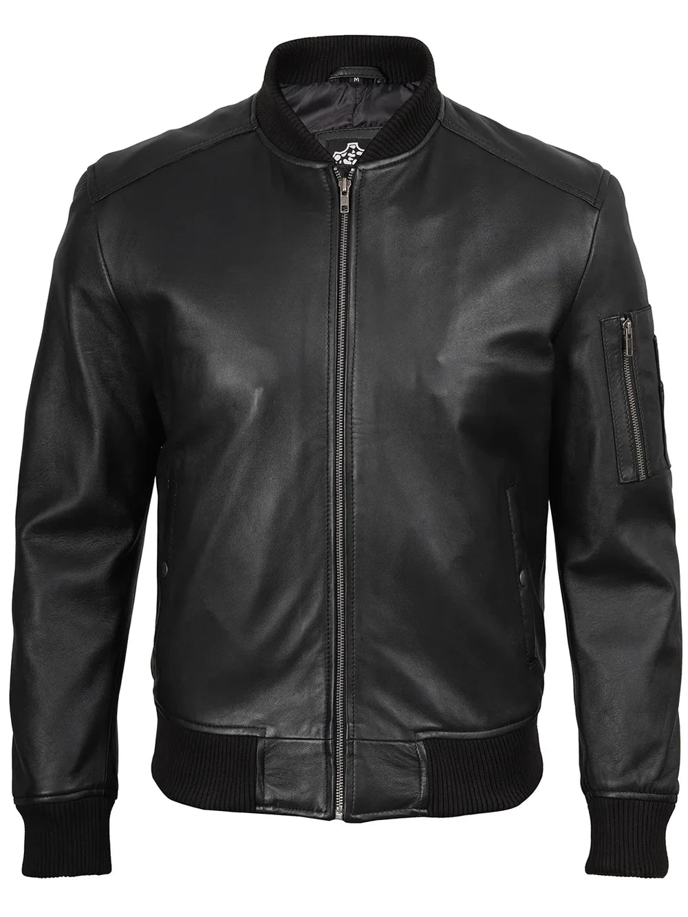 Bryan Mens Black Real Lambskin Bomber Leather Jacket
