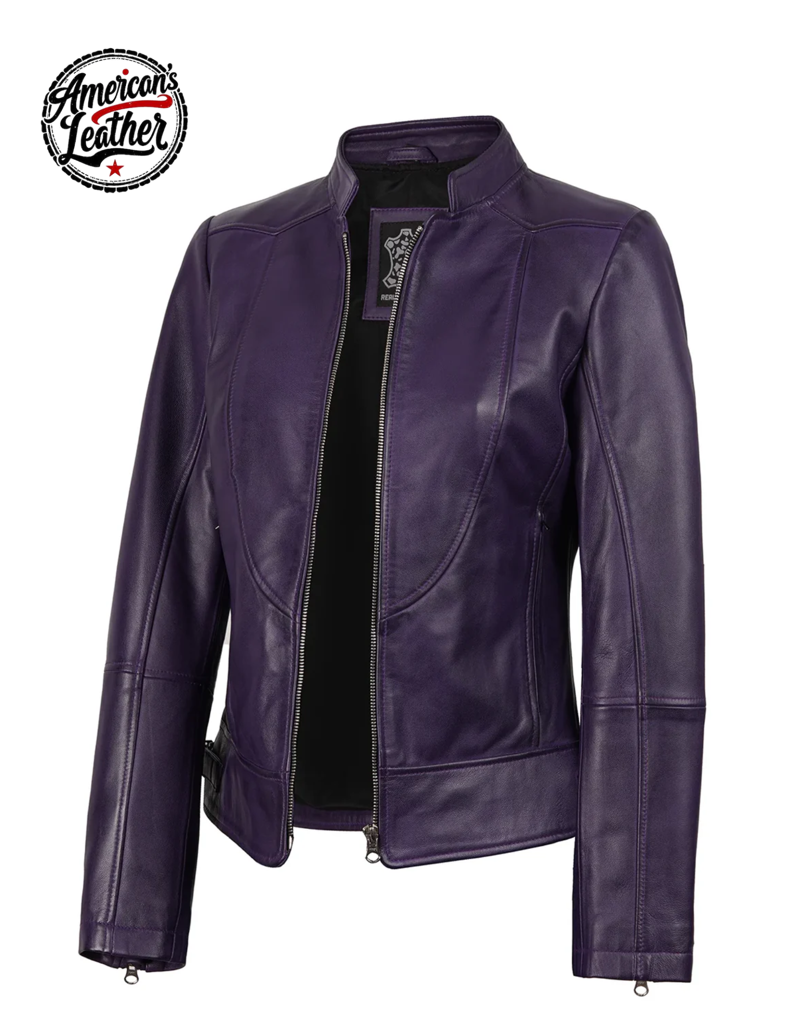 Amy Purple Cafe Racer Style Women's Leather Jacket