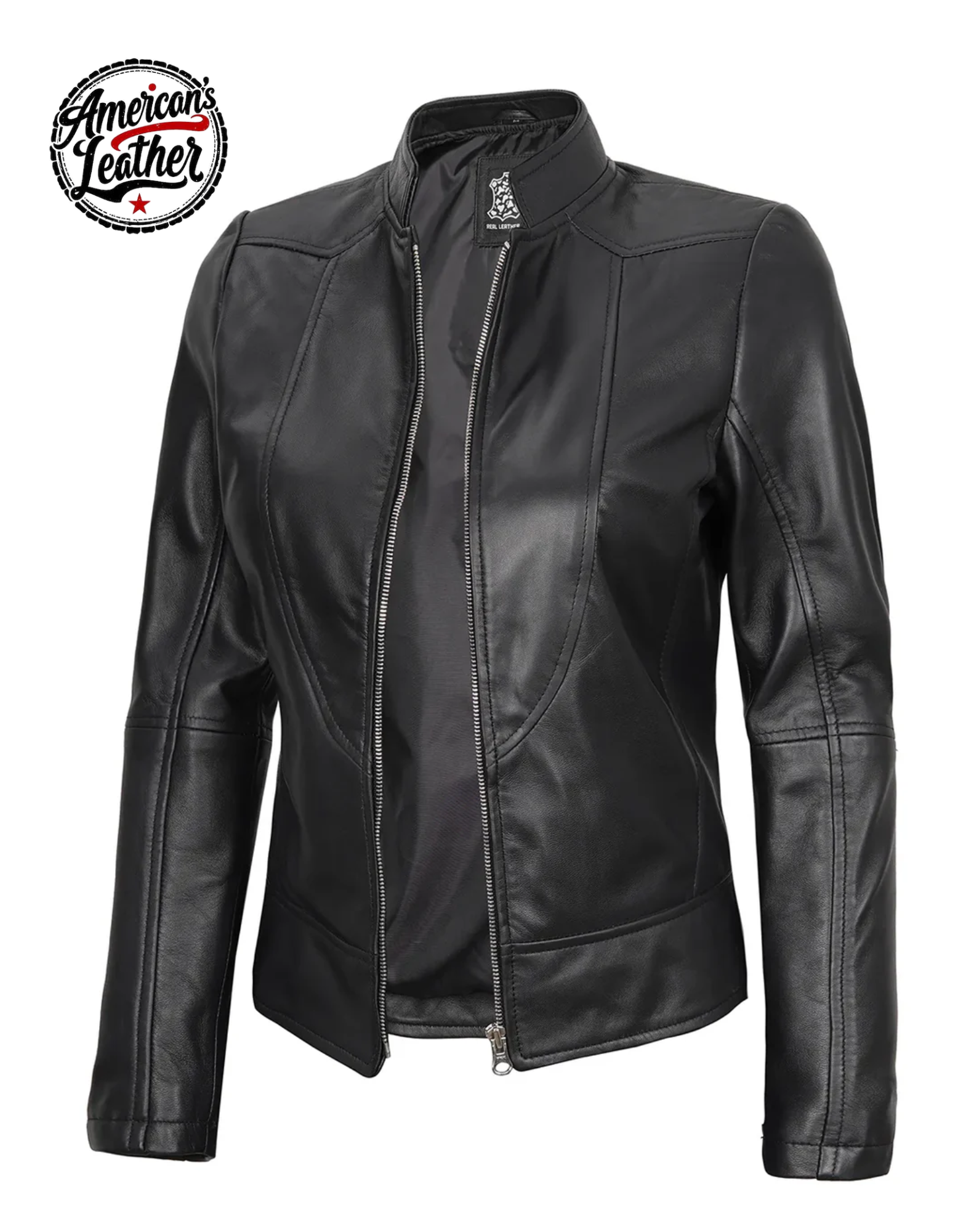 Amy Women's Black Cafe Racer Leather Jacket