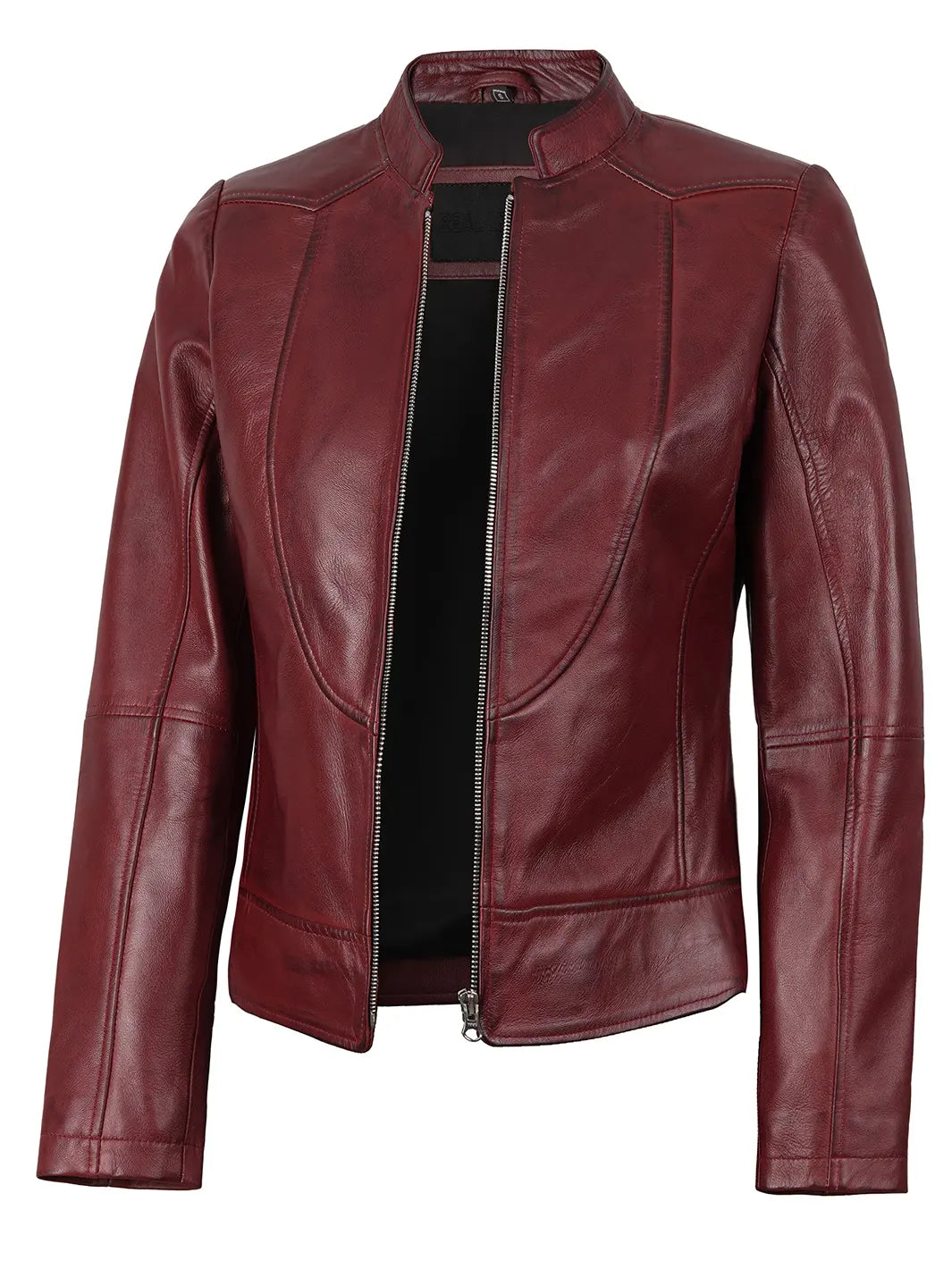 Amy Women's Maroon Leather Jacket