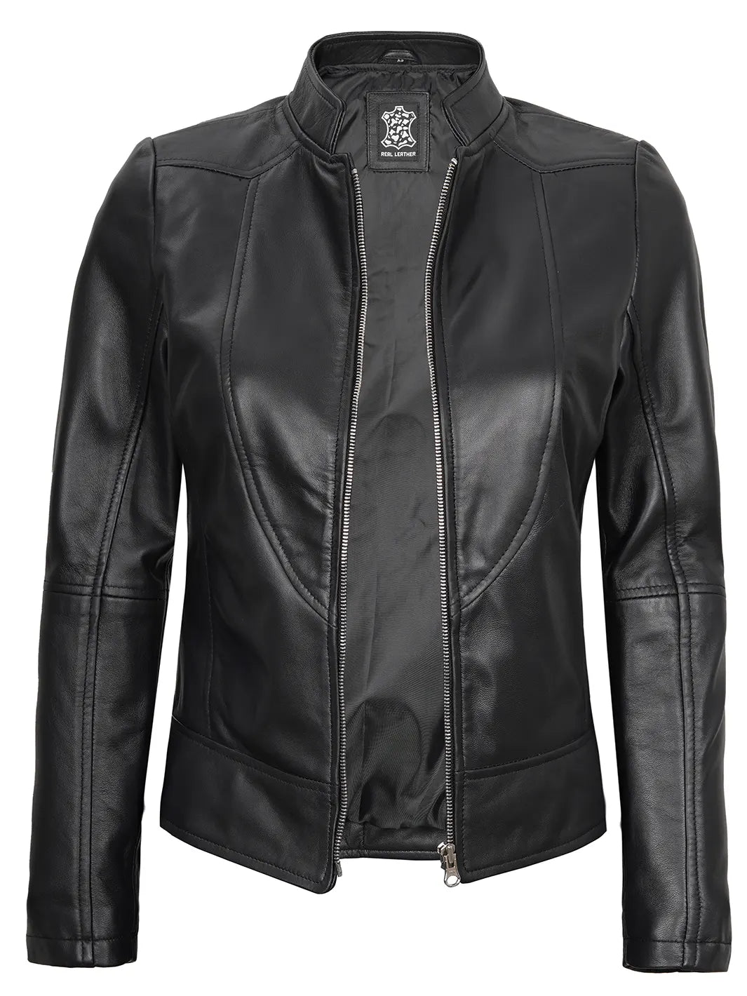 Amy Women's Black Cafe Racer Leather Jacket