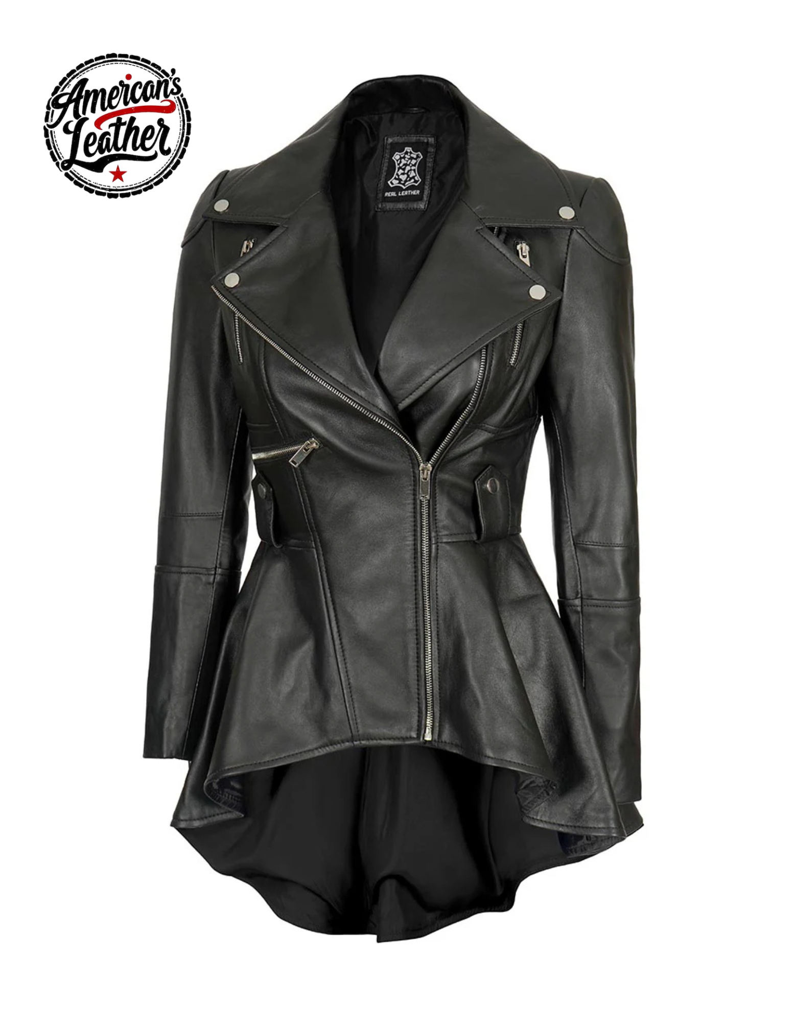 Gonzalez Women Black Peplum Leather Jacket