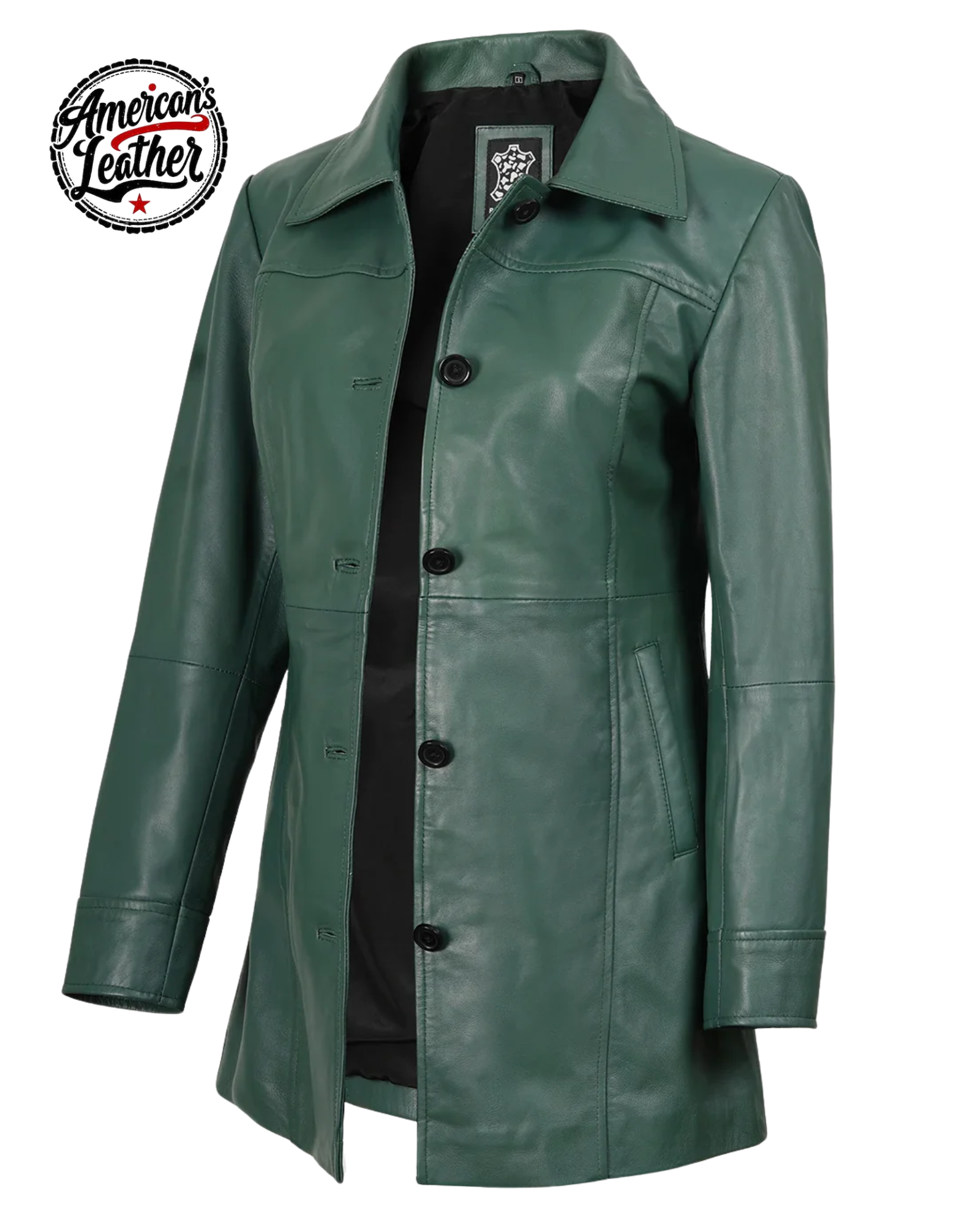 Kandis Women's Green Real Leather Car Coat