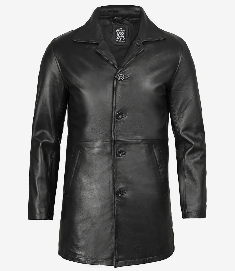 Winchester Men's Black 3 4 Length Leather Car Coat