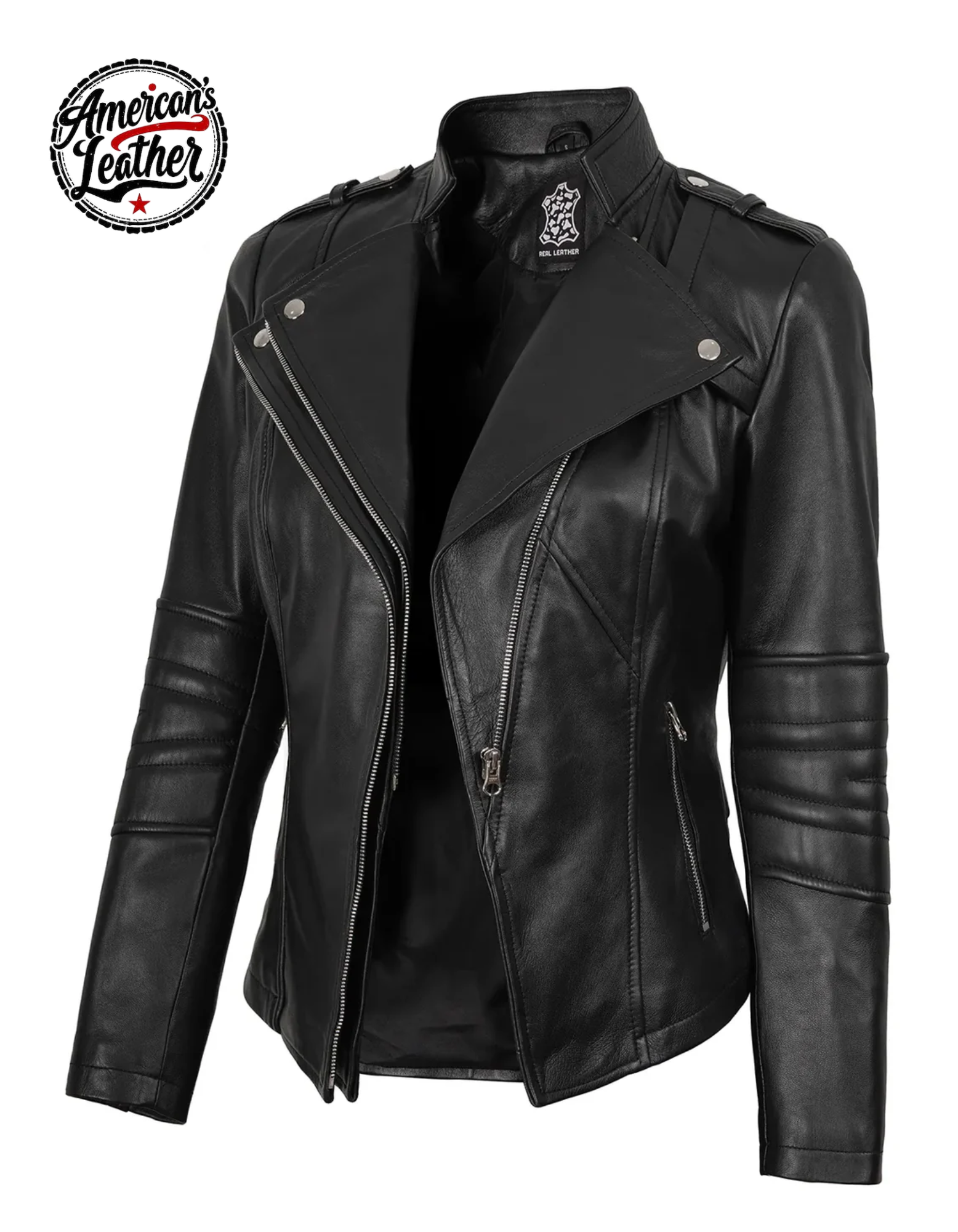 Monica Women's Black Asymmetrical Leather Jacket