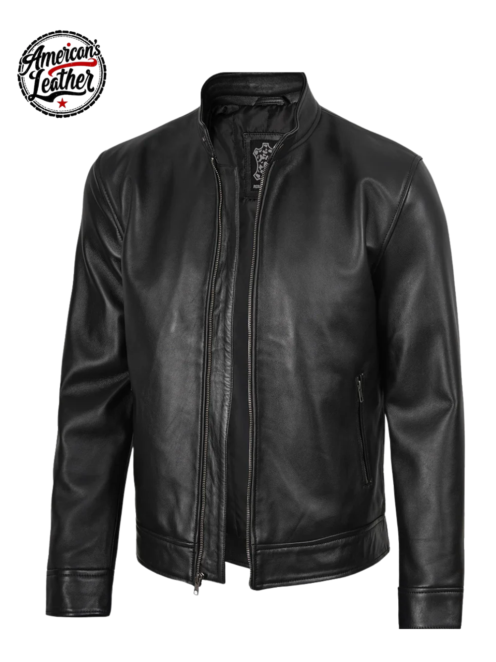 Owen Men's Black Cafe Racer Style Real Leather Jacket
