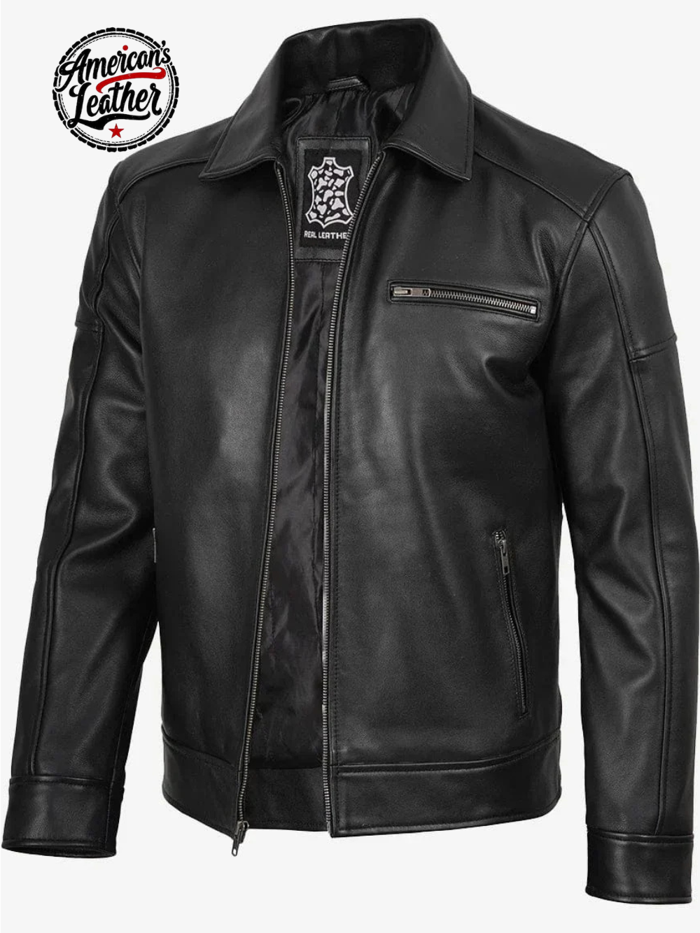 Neville Harrington Style Men's Black Leather Jacket