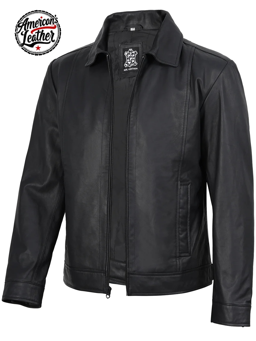 Men's Harrington Matte Black Real Leather Jacket