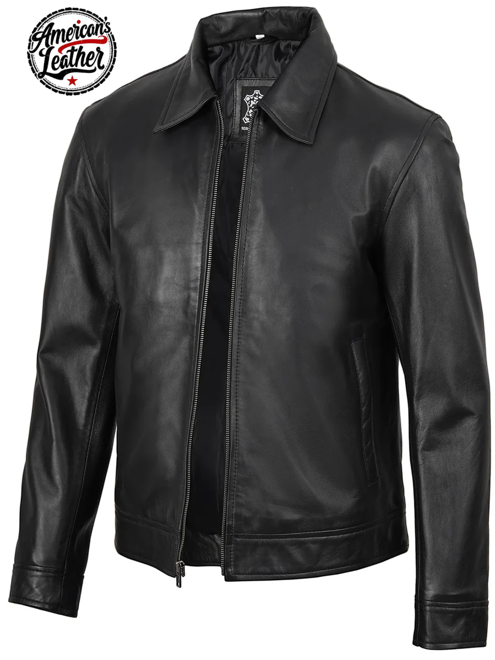 Real Leather Men's Black Harrington Classic Jacket