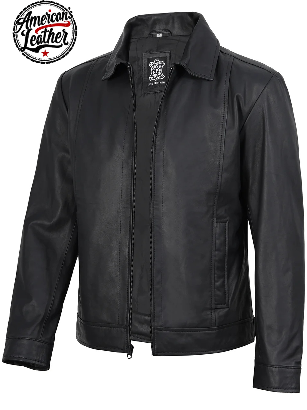 Thomas Men's Harrington Vintage Black Leather Jacket