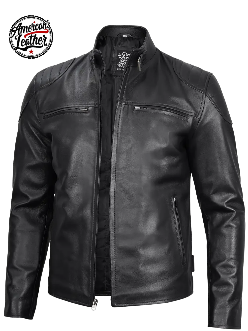 Vermont Men's Black Biker Style Leather Jacket