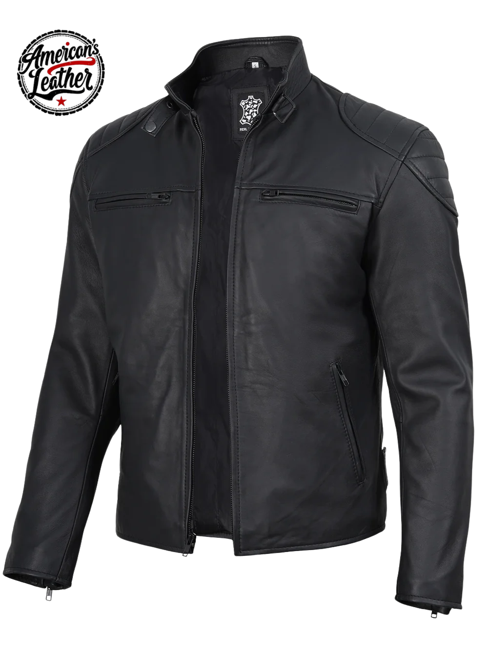 Vermont Men's Matte Black Biker Style Leather Jacket