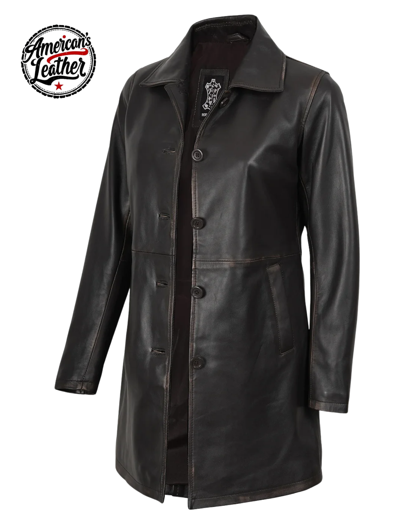 Winchester Women's Distressed Dark Brown Leather Coat