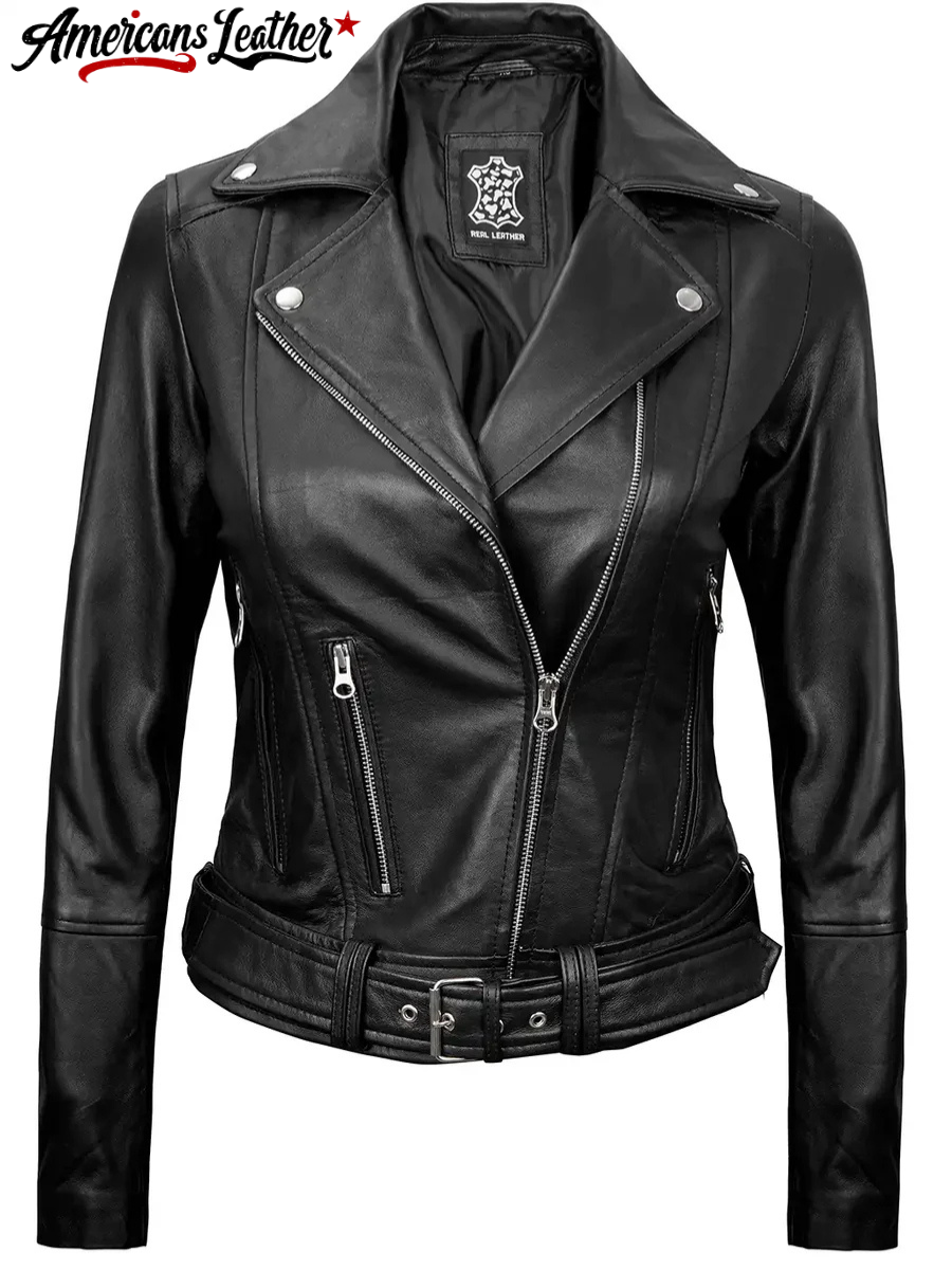 Aldo Womens Asymmetrical Black Leather Jacket
