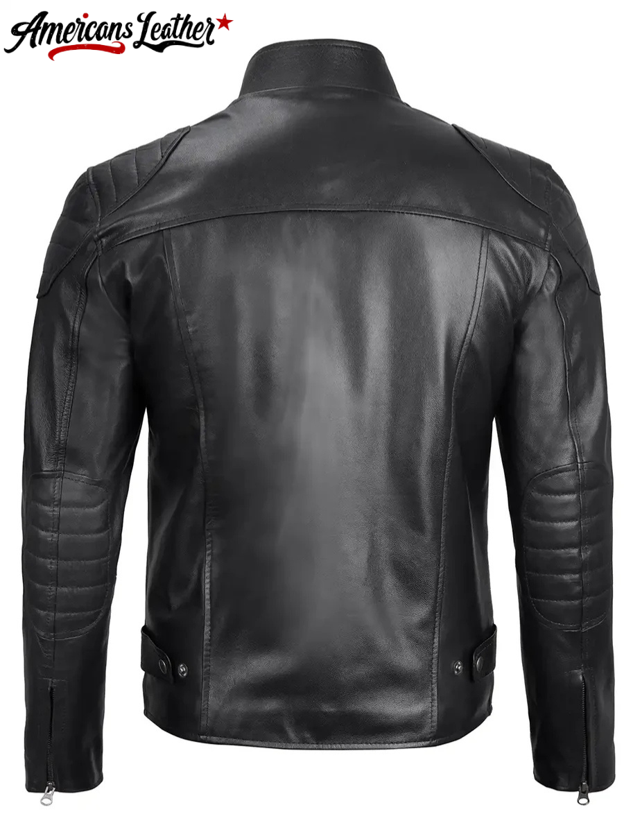 Vermont Men's Black Motorcycle Leather Jacket