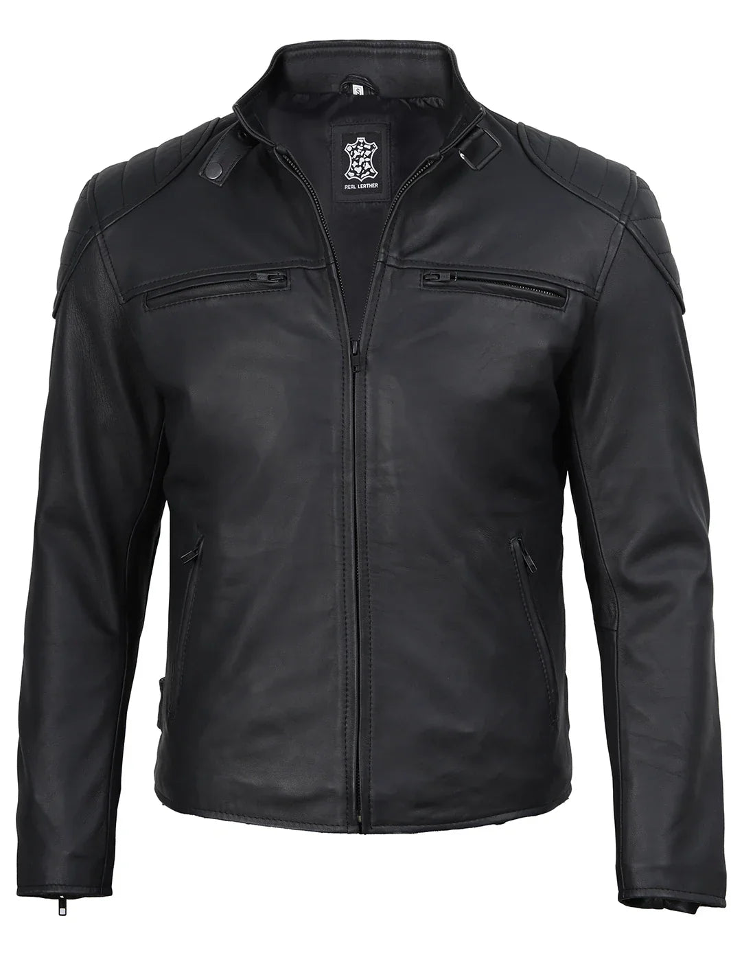 Vermont Men's Matte Black Biker Style Leather Jacket