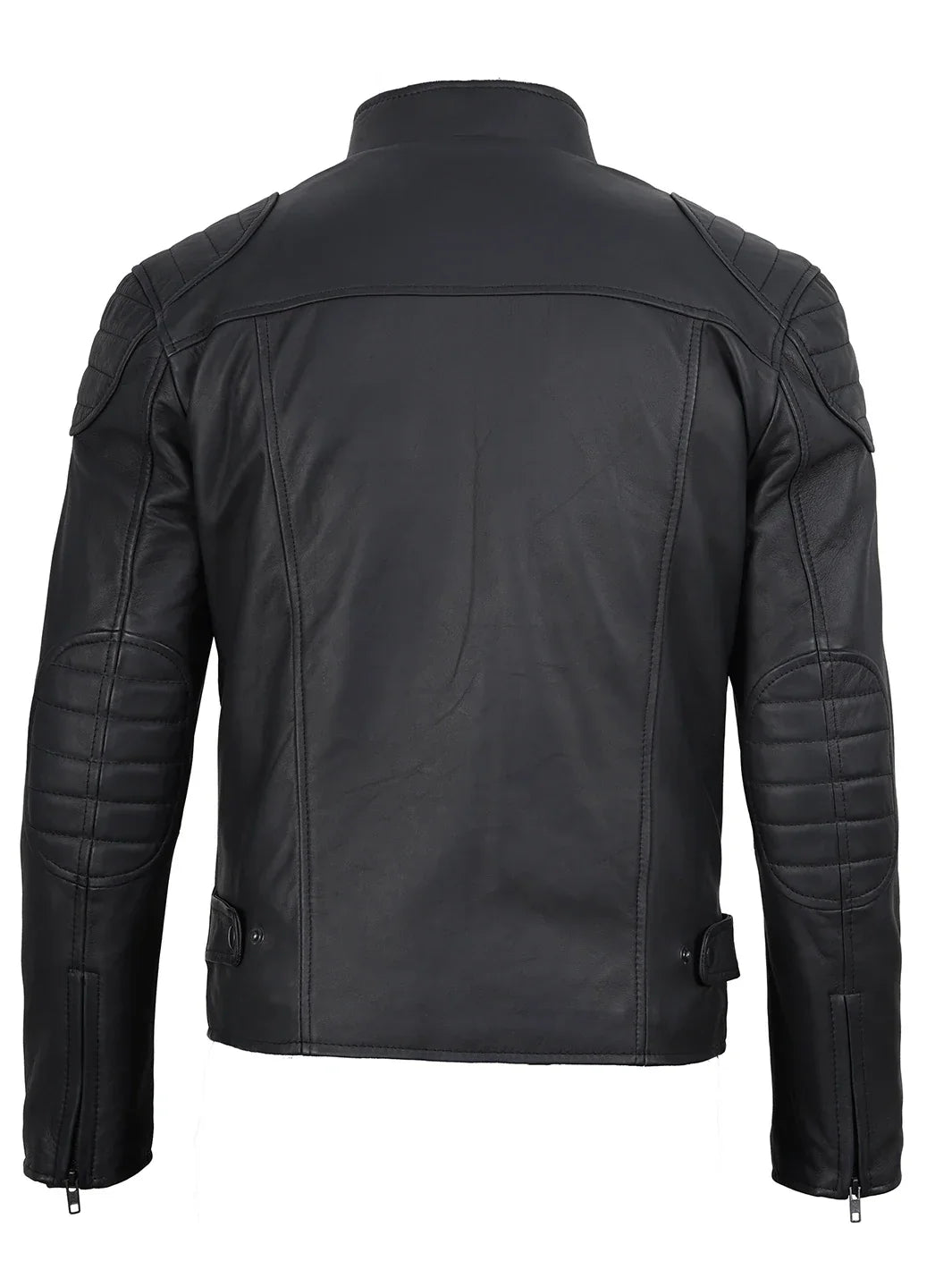 Vermont Men's Matte Black Biker Style Leather Jacket