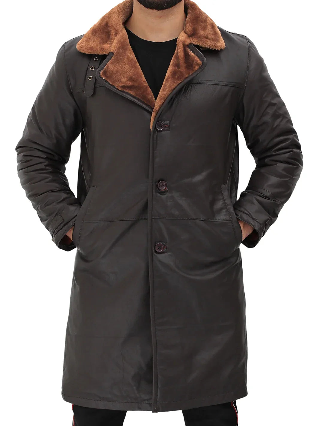 Turlock Men's Dark Brown 3/4 Shearling Coat