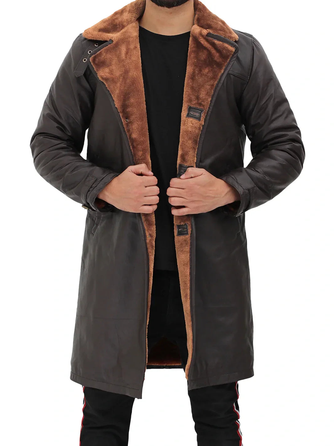 Turlock Men's Dark Brown 3/4 Shearling Coat