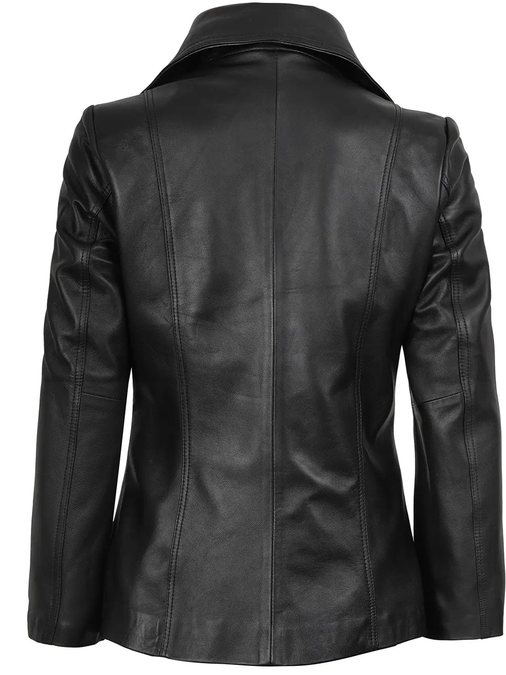 Women's Black Two Button Leather Blazer Jacket