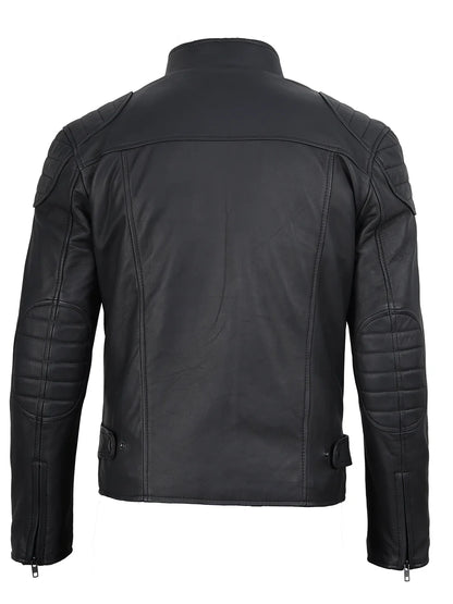 Vermont Men's Matte Black Biker Style Leather Jacket