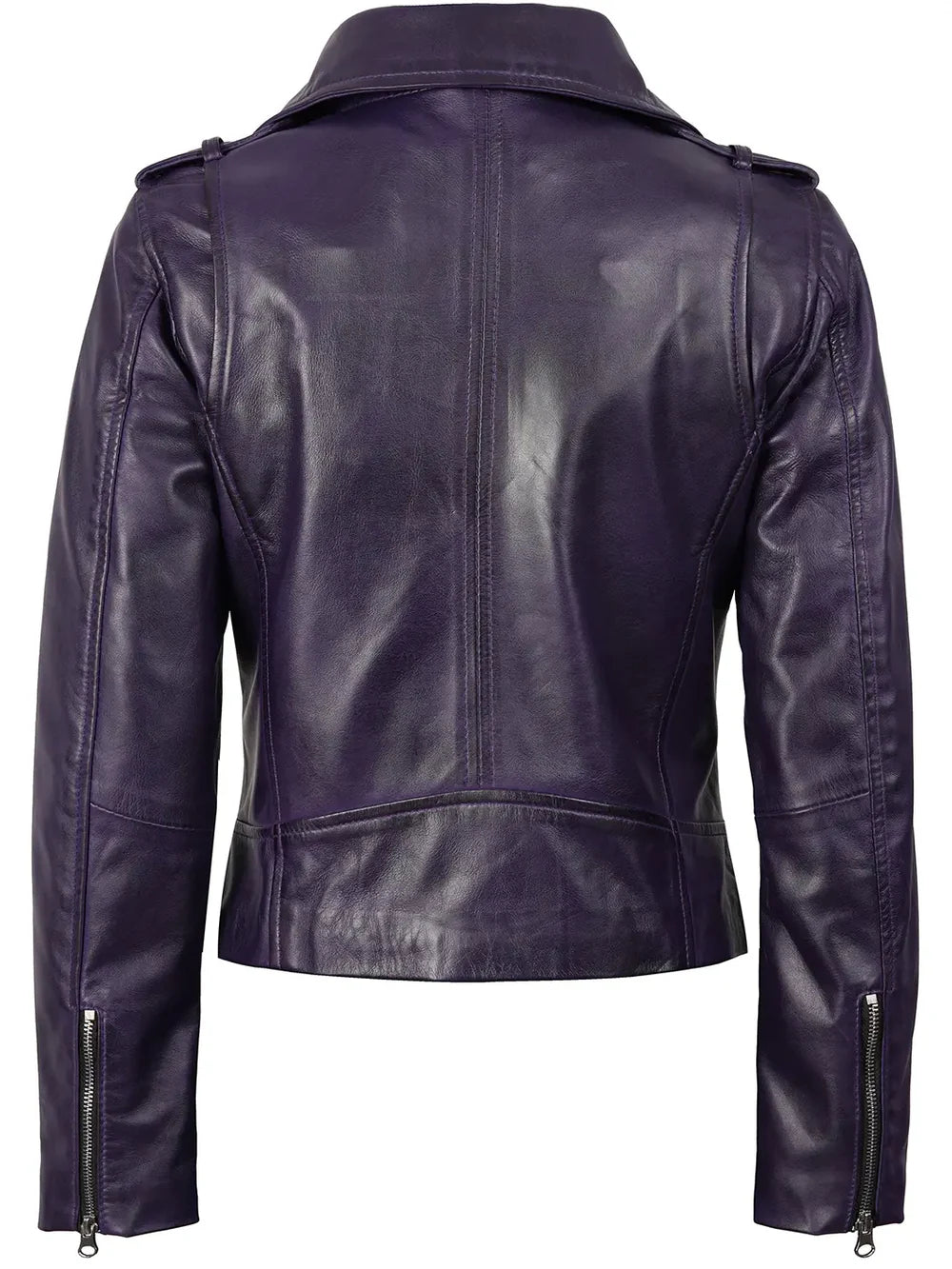 Kirsten Women's Purple Asymmetrical Biker Style Leather Jacket