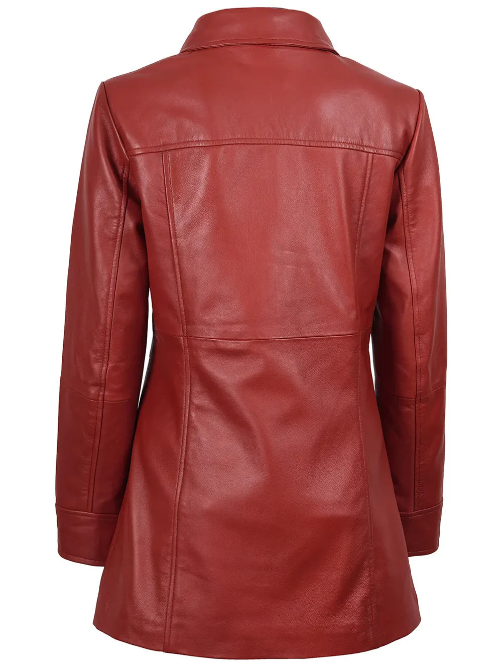 Kandis Women Red Real Leather Car Coat