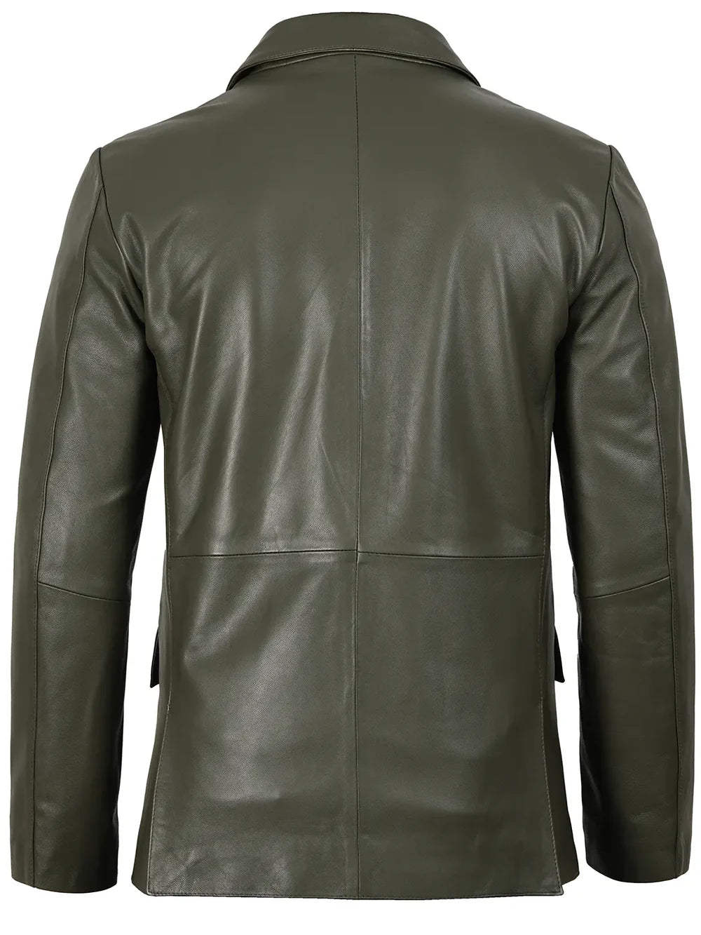 Men's Dark Green Real Leather Blazer