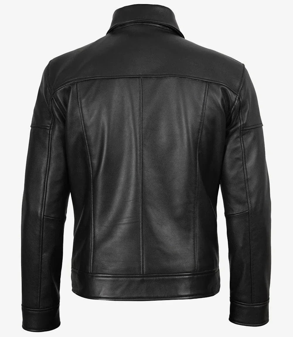 Neville Harrington Style Men's Black Leather Jacket