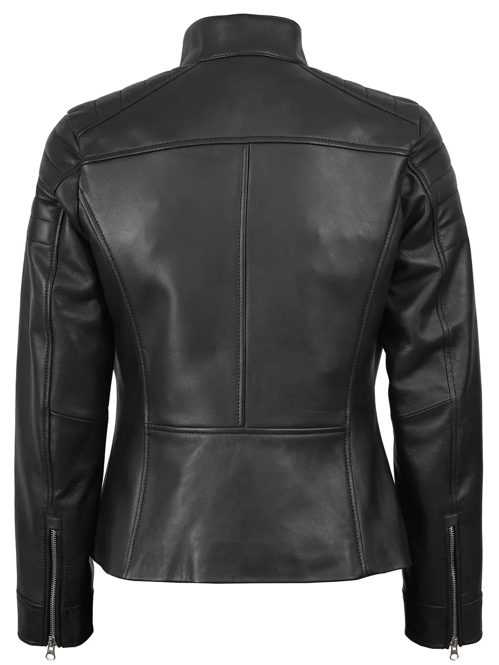 Women's Black Cafe Racer Leather Jacket
